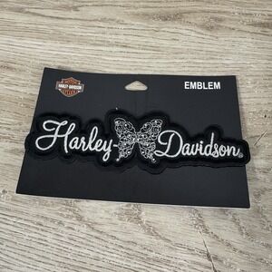 Harley-Davidson‎ Spell Out Butterfly Black Embroidered Sew On Patch